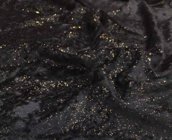 Glitter pöttyös elasztikus bársony - ORO/BLACK
